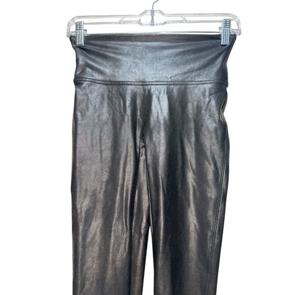 Spanx Faux Leather Leggings Womens Small Petite Black High Rise Stretch Gothic - Picture 12 of 16